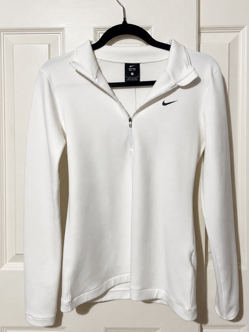 Nike Pro Dri-FIT White Quarter Zip Long Sleeve Athletic Top Small